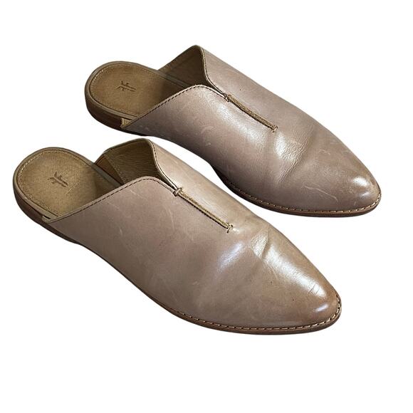 Frye‎ Nolan Seam Tobacco Brown Leather Mules Size 8.5M - Picture 1 of 6